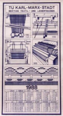 Kalender "TU Karl-Marx-Stadt - Sektion Textil- und Ledertechnik", 1988