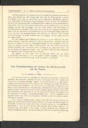 Neue Versuchsanordnung zur Synthese des Chlorwasserstoffs und des Wassers.