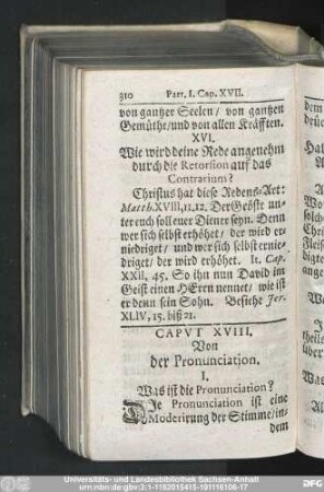 Caput XVIII. Von der Pronunciation.