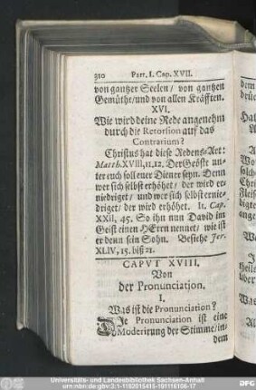 Caput XVIII. Von der Pronunciation.