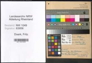 Entnazifizierung Fritz Doerk , geb. 17.05.1901 (Inspektor)