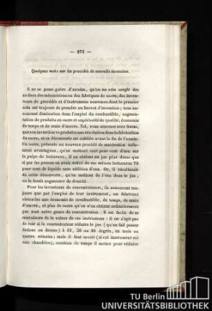 Quelques mots sur les procédés de nouvelle invention