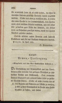 XXXIV. Armen-Versorgung. - XXXV. Gyps Düngung.