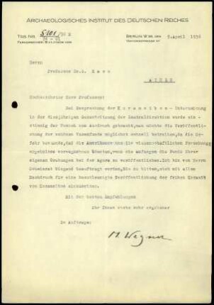 M. Wegner an G. Karo