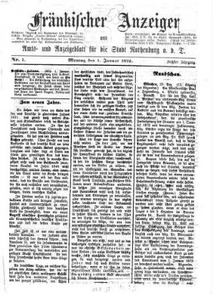 Fränkischer Anzeiger : Tagblatt d. Stadt Rothenburg u. Umgebung. 6. 1872, 1 - 6