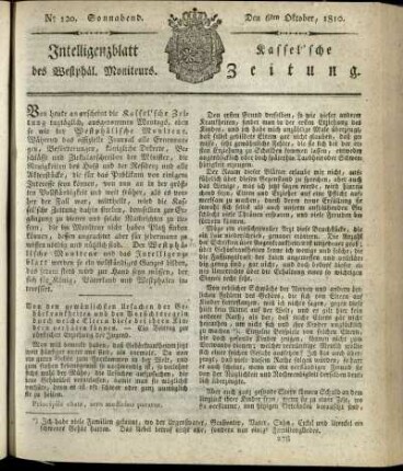 No. 120, Sonnabend den 6ten Oktober 1810