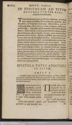 In Epistolam Ad Titum Argumentum Per Erasmum Roterodamum