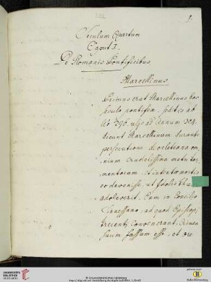 Seculum Quartum Caput I. De Romanis Pontificibus. Marcellinus