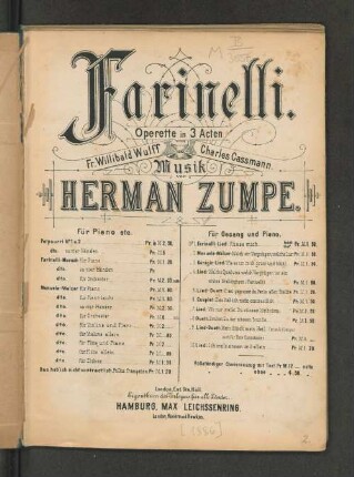 Farinelli : Operette in 3 Acten