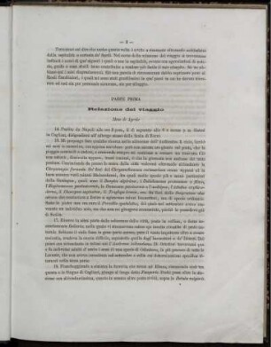 Parte Prima Relazione del viaggio. Mese di Aprile