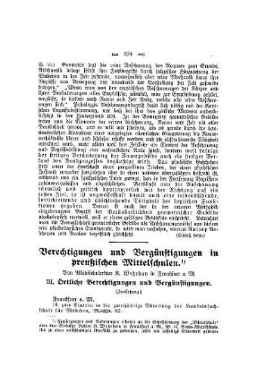 Berechtigungen und Vergünstigungen in preußischen Mittelschulen : (Fortsetzung)