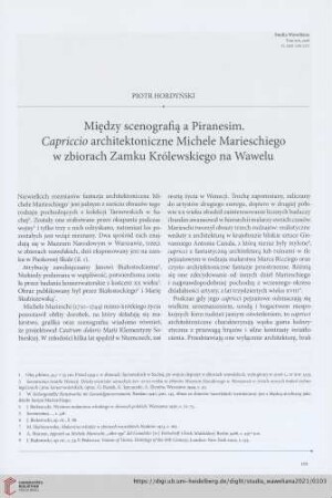 19: Między scenografią a Piranesim : Capriccio architektoniczne Michele Marieschiego w zbiorach Zamku Królewskiego na Wawelu