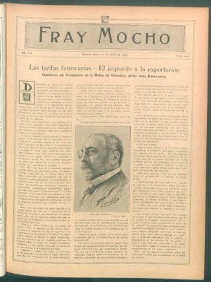 Las tarifas ferroviarias.- El impuesto a la exportación : Opiniones del Presidente de la Bolsa de Cereales, señor José Etcheverry