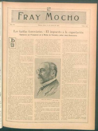 Las tarifas ferroviarias.- El impuesto a la exportación : Opiniones del Presidente de la Bolsa de Cereales, señor José Etcheverry