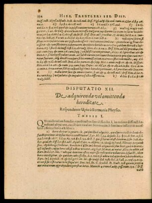 Disputatio XII. De adquirenda vel omittenda hereditate.