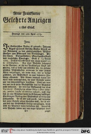 [27. -35. Stueck] (April 1773)