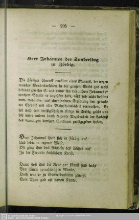 Herr Johannes der Sonderling zu Zörbig