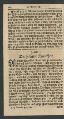 (LXIV.) Die heilsame Kranckheit.