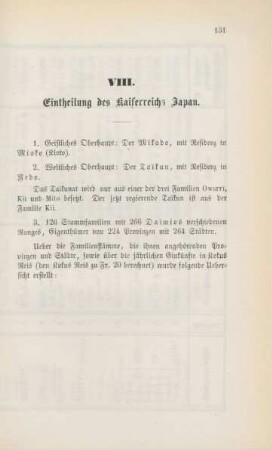 VIII. Eintheilung des Kaiserreichs Japan