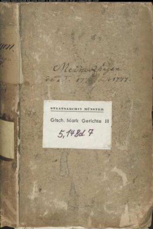 Belege zum Hypothekenbuch ("Scrinium") des Ksp. Meinerzhagen Bd. 7