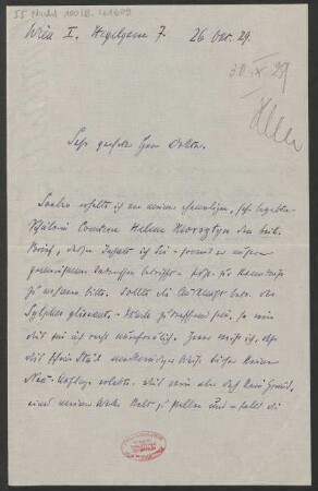 Brief an Ludwig Strecker und B. Schott's Söhne : 26.10.1929