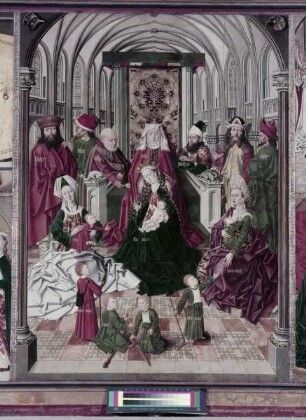 Sippenaltar — Altar im geöffneten Zustand — Szenen aus dem Marienleben — Die Heilige Sippe