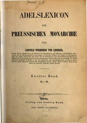 Adelslexicon der preussischen Monarchie. 2, L - S
