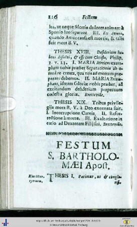 Festum S. Bartholomaei Apost.