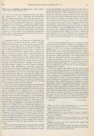 845-846 [Rezension] Leech, Kenneth, Spirituality and pastoral care