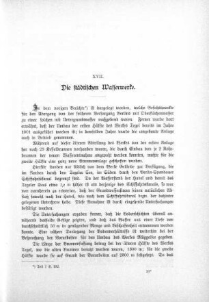 XVII. Die städtischen Wasserwerke