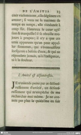 L' Amitié est désintéreßée