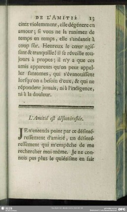 L' Amitié est désintéreßée