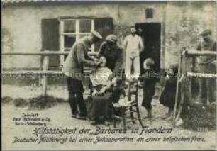 Ein deutscher Militärarzt behandelt die Zähne einer Belgierin