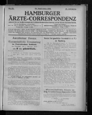 Wissenschaftliche Abende im Allg. Krankenhause Eppendorf 1918.