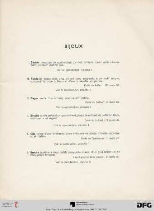 Bijoux (Nr. 1-68) avec planches II-III