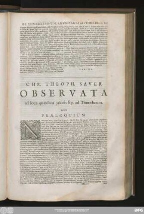 Chr. Theoph. Saver Observata ad loca quaedam prioris Ep. ad Timotheum.