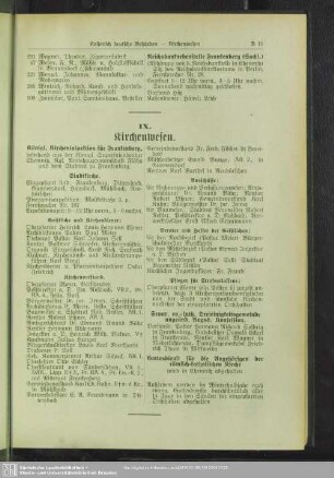 IX. Kirchenwesen