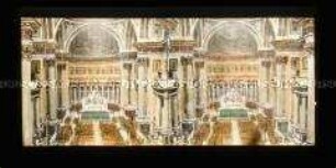 Innenansicht eines Doms mit großem Altar und Kuppel