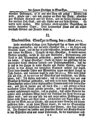 II. Von demselben. Ebenezer in Georgien den 31. Mart. 1753