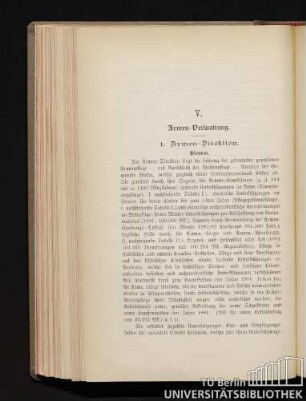 V. Armen-Verwaltung.