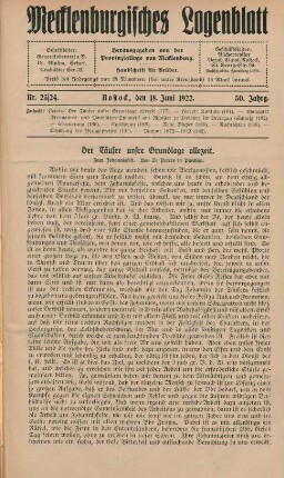 Nr. 23/24. Rostock, den 18. Juni 1922.