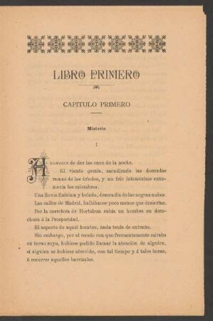 Libro primero - Capítulo primero - [incompleto] : Misterio