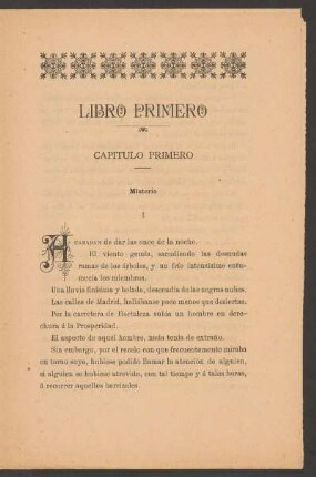 Libro primero - Capítulo primero - [incompleto] : Misterio