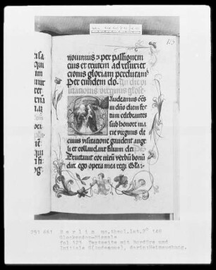 Glockendon-Missale — Initiale G (Audeamus), darin Heimsuchung, Folio 123recto
