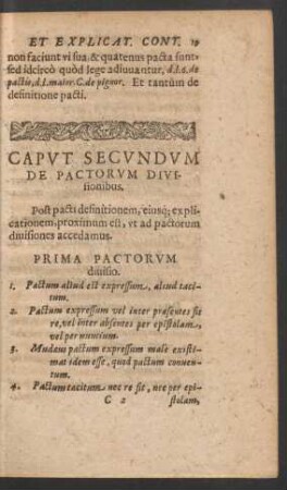 Caput Secundum De Pactorum Divisionibus.