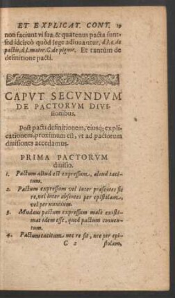 Caput Secundum De Pactorum Divisionibus.