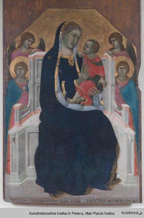 Thronende Maria mit Kind und vier Engeln