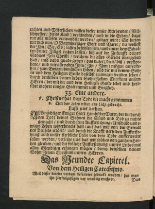 Das Neundte Capittel. Von dem Heiligen Catechismo.