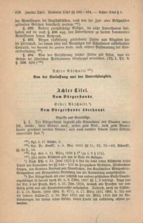 Achter Titel. Vom Bürgerstande.