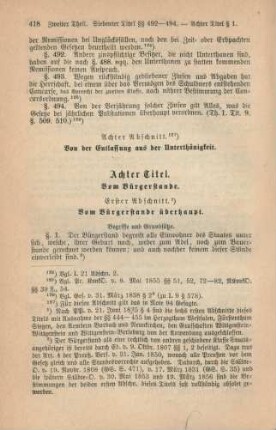 Achter Titel. Vom Bürgerstande.